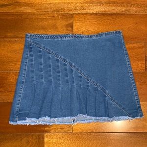 Pleated Jean Mini Skirt